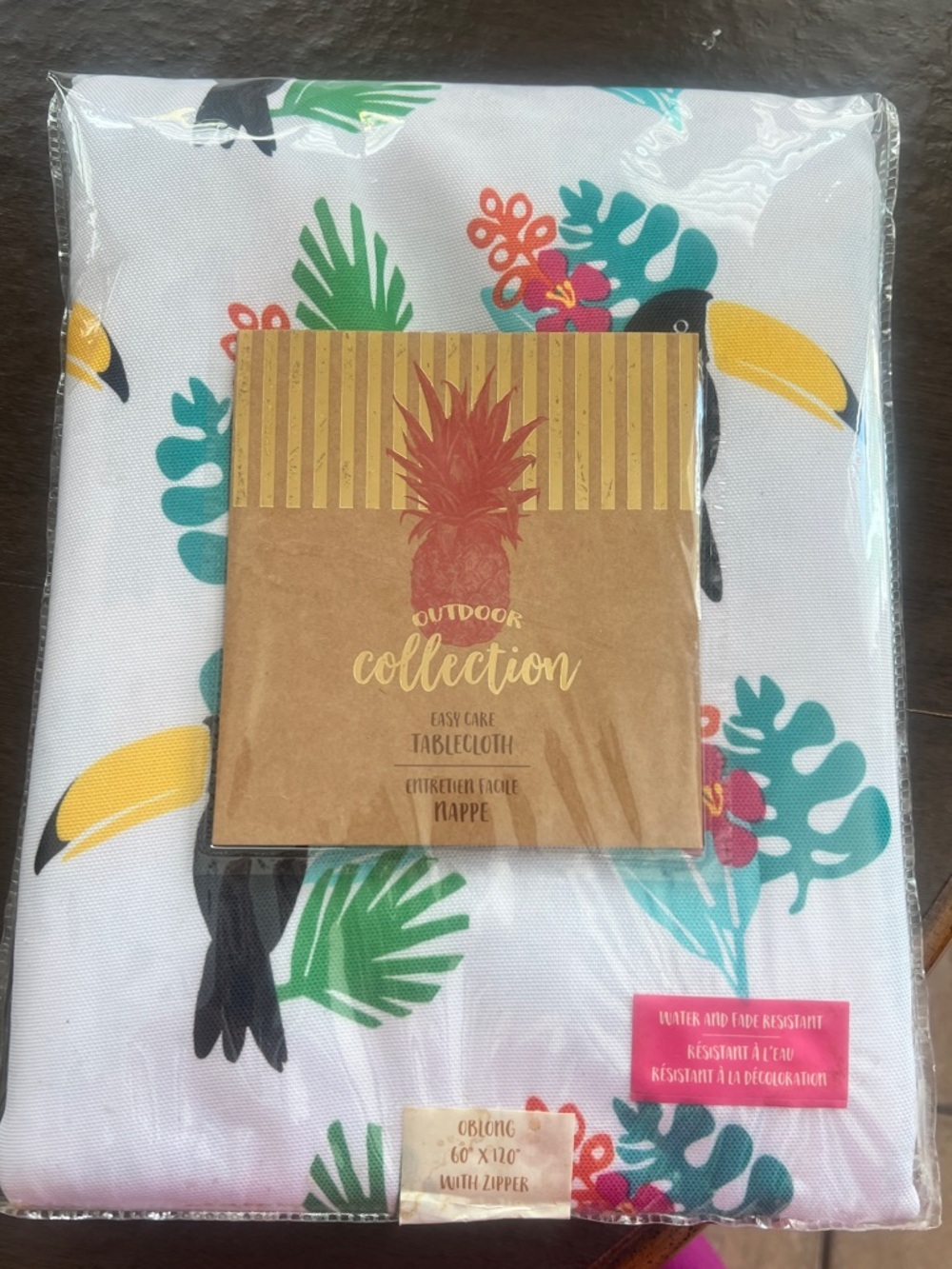 Oblong Tablecloth 60"×120" AND Table Runner 15”x90” in tropical toucan pattern